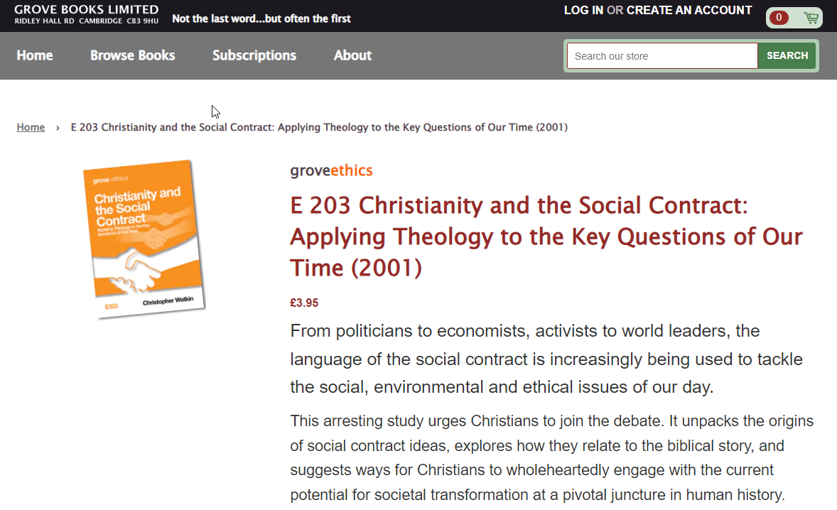 Grove book on Christianity and the Social Contract